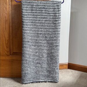 Pottery Barn Blue and White Striped Fringe Throw